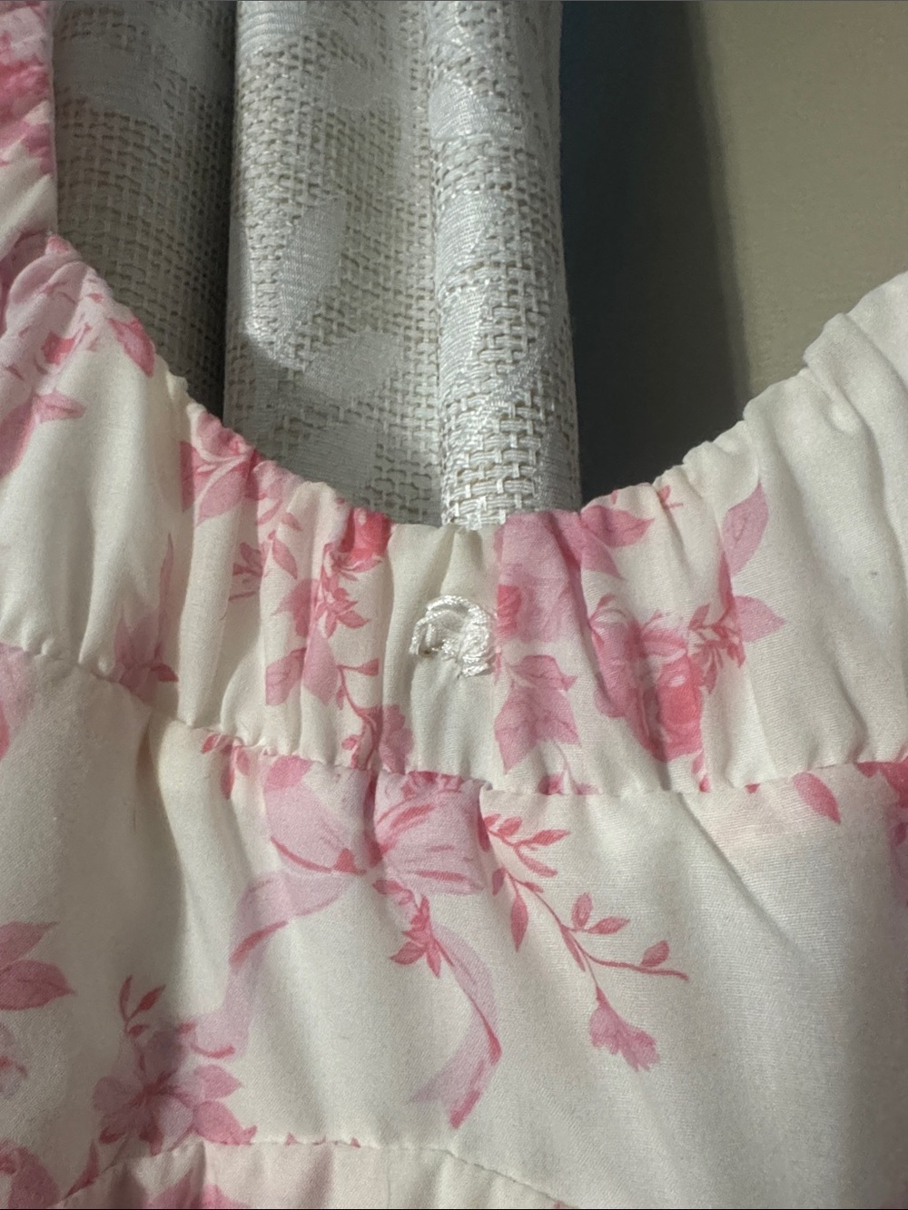 Women's White Maxi Dress with Pink Floral Print - Picture 9 of 9